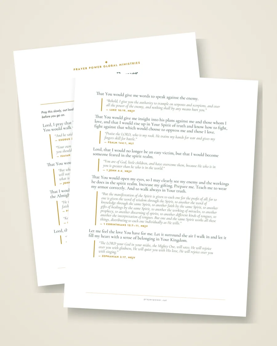 Sheila Renae’s printed morning prayer resting on linen